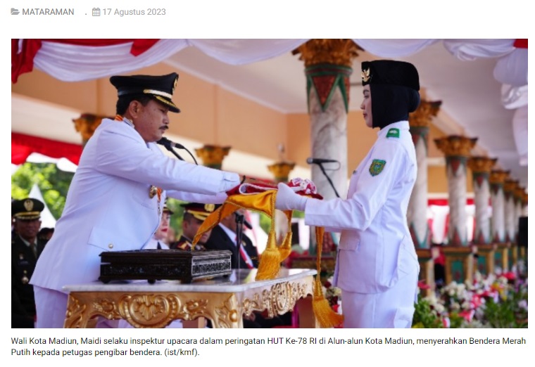 Peringati HUT ke - 78 RI, Wali Kota Madiun Ajak Masyarakat Bersatu Padu Bela Nusantara