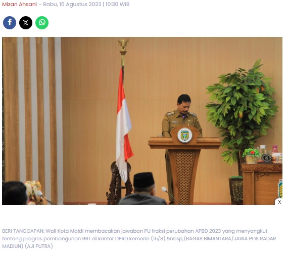 Wali Kota Madiun Maidi Yakin Revisi DPPT Kelar Tahun Ini,  Pembebasan Lahan Direncanakan Dimulai Tahun Depan