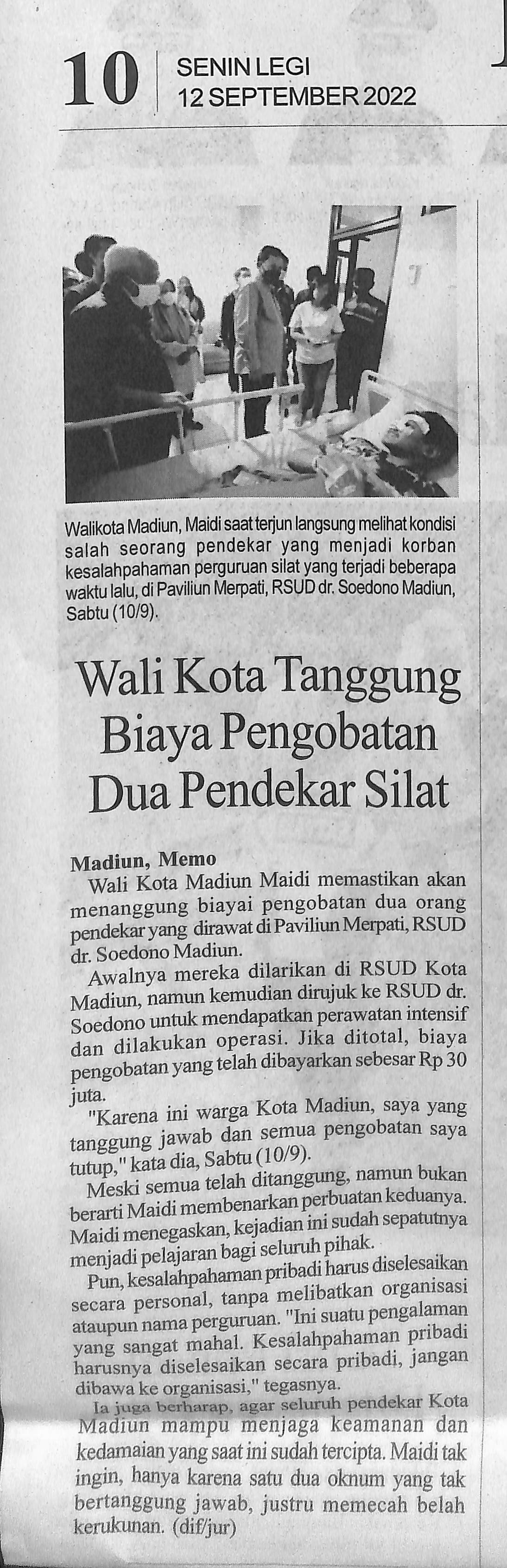 Walikota Tanggung Biaya Pengobatan Dua Pendekar Silat