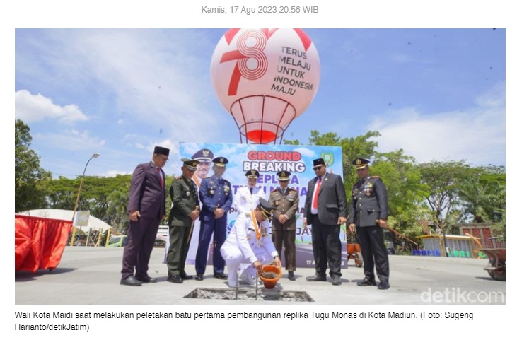 Walkot Maidi Boyong Monas dan Liberty Lengkapi Wisata Ikon Dunia Kota Madiun