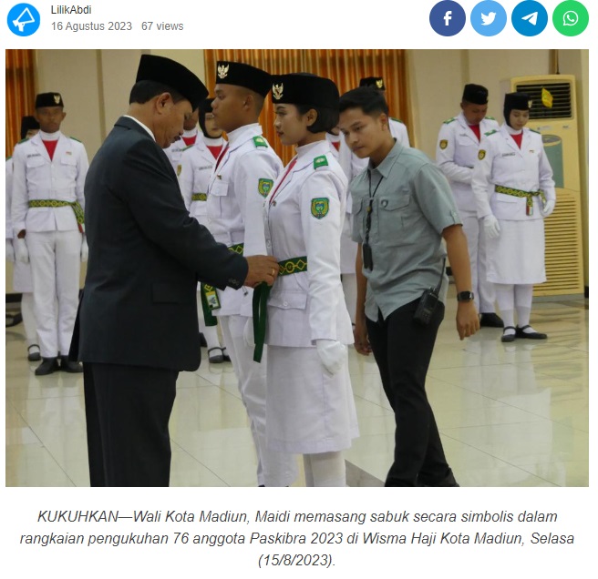 Wali Kota Madiun Kukuhkan 76 Anggota Paskibra 2023