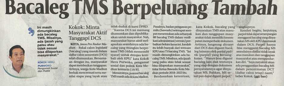 Bacaleg TMS Berpeluang Tambah, Kokok : Minta Masyarakat Aktif Tanggapi DCS