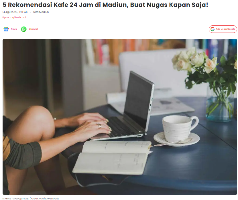 5 Rekomendasi Kafe 24 Jam di Madiun, Buat Nugas Kapan Saja!