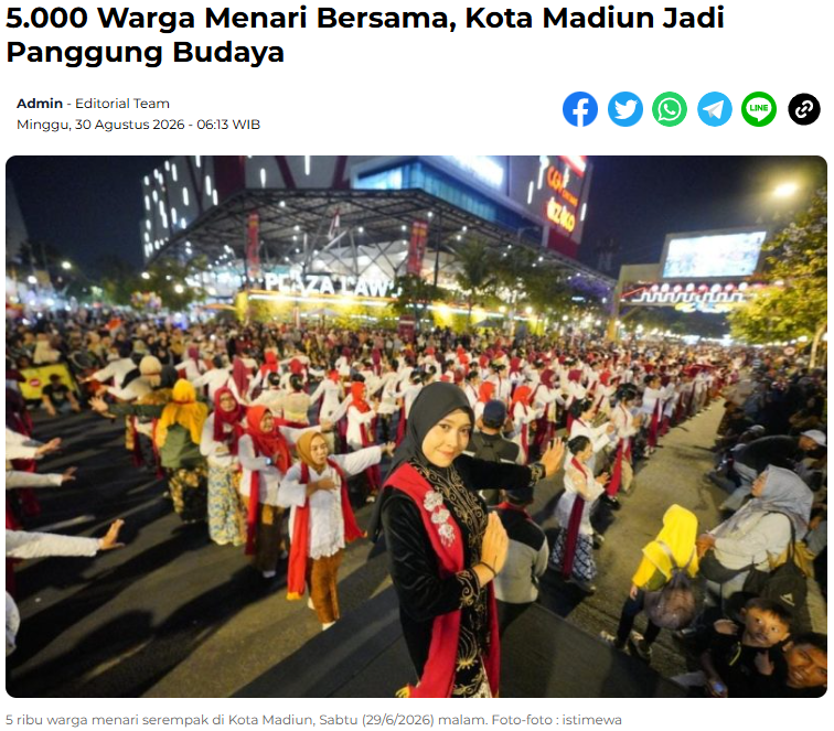 5.000 Warga Menari Bersama, Kota Madiun Jadi Panggung Budaya