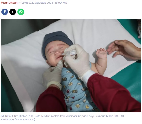 Balita Usia 2–4 Bulan di Kota Madiun Disasar Vaksin Rotavirus