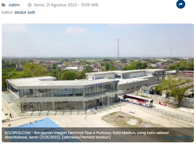 Usung Konsep Green Building, Intip Kemegahan Terminal Madiun yang Baru Dibuka