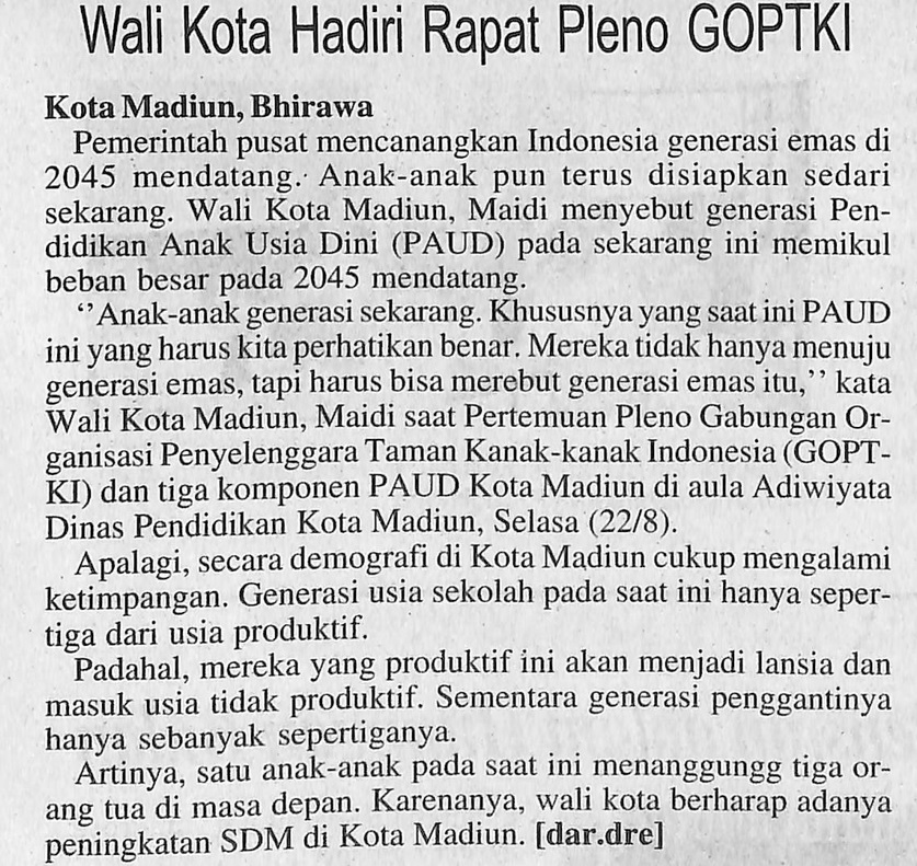 Wali Kota Hadiri Rapat Pleno GOPTKI