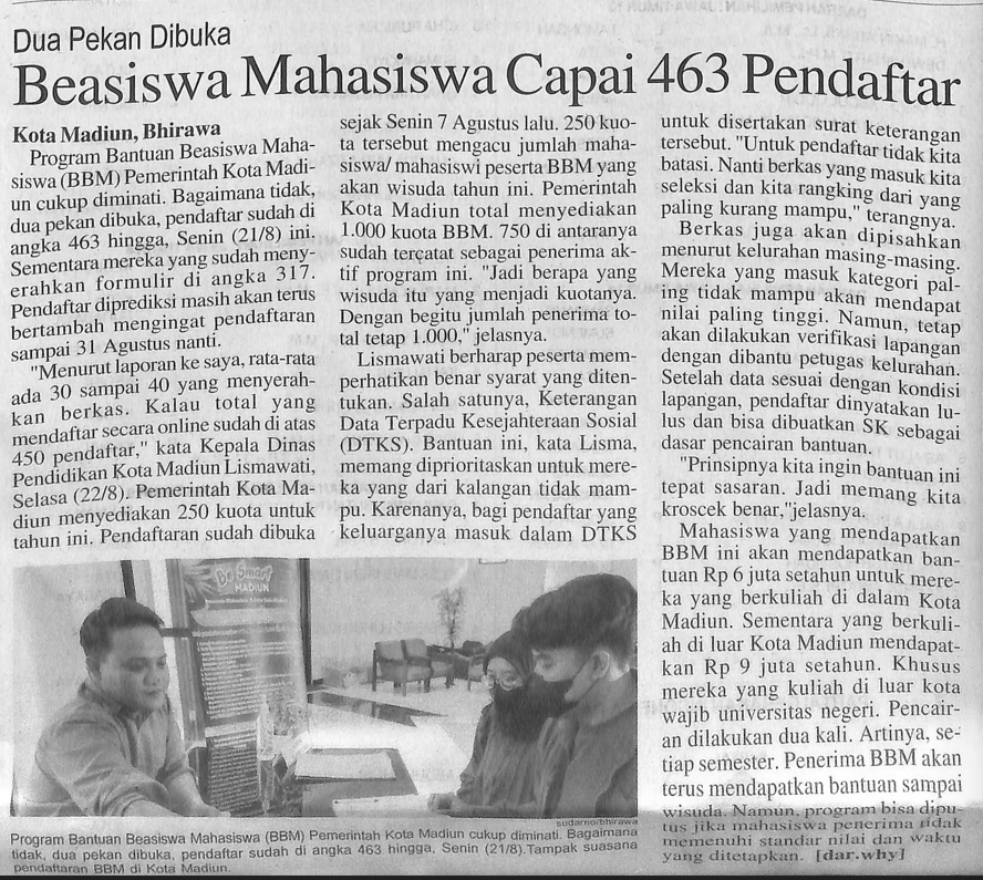 Dua Pekan Dibuka, Beasiswa Mahasiswa Capai 463 Pendaftar