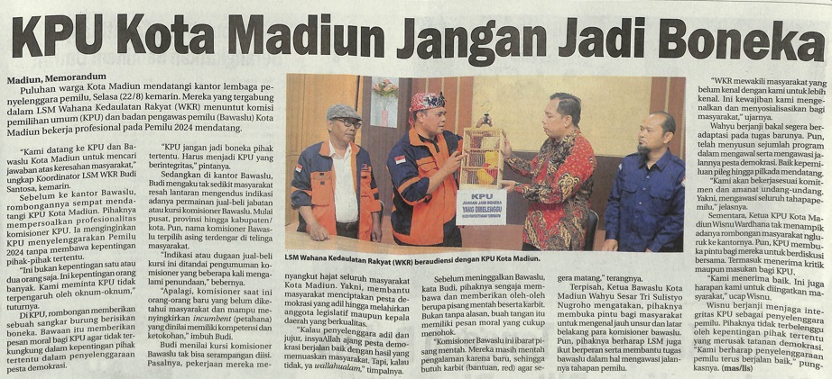 KPU Kota Madiun Jangan Jadi Boneka