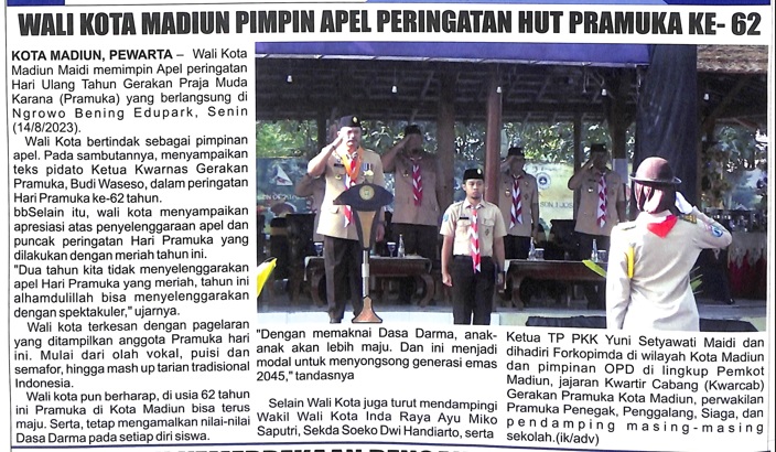 Wali Kota Madiun Pimpin Apel Peringatan HUT Pramuka Ke-62