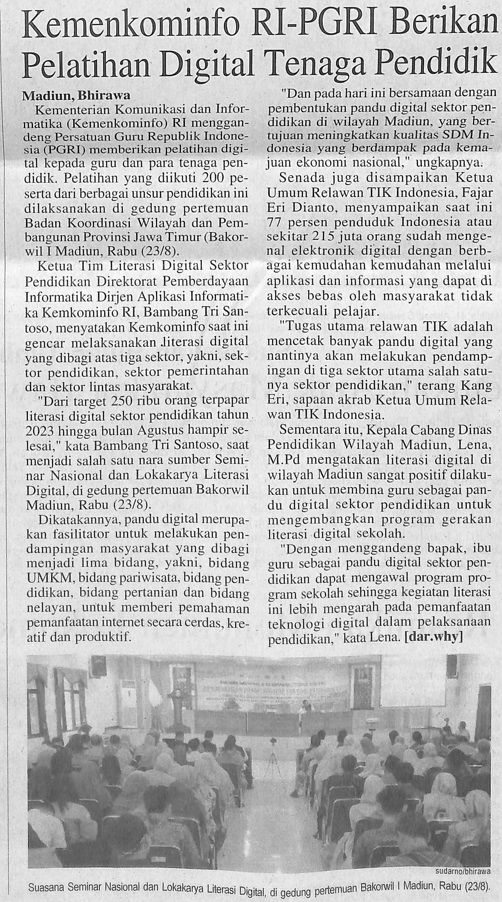 Kemenkominfo RI-PGRI Berikan Pelatihan Digital Tenaga Pendidik