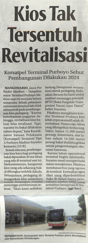 Kios Tak Tersentuh Revitalisasi, Korsatpel Terminal Purboyo Sebut Pembangunan Dilakukan 2024