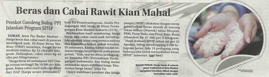 Beras dan Cabai Rawit Kian Mahal, Pemkot Gandeng Bulog-PPI Jalankan Program SPHP