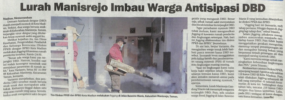 Lurah Manisrejo Imbau Warga Antisipasi DBD