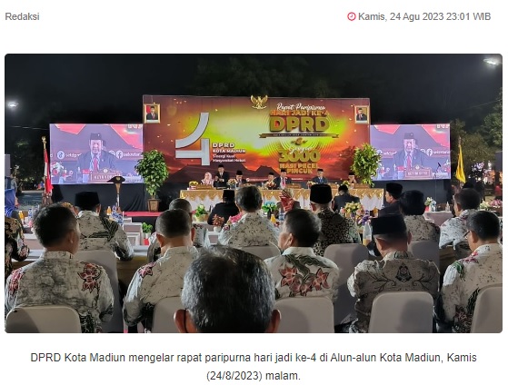 Peringati Hari Jadi ke-4, DPRD Kota Madiun Rapat Paripurna Bersama Rakyat