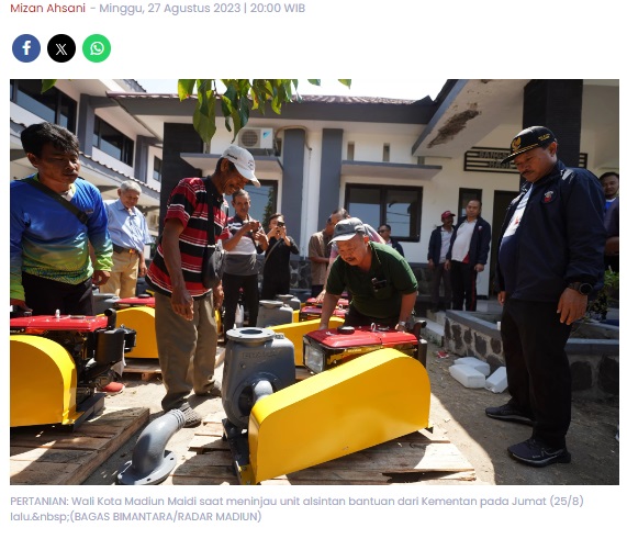 Petani Kota Madiun Terima Bantuan 26 Alsintan dari Pusat
