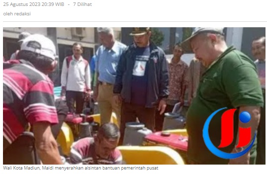 Wali Kota Madiun Maidi Serahkan Alsintan Bantuan Pemerintah Pusat Untuk Petani