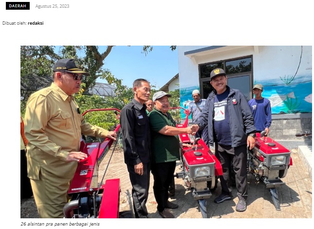 Anggota DPR RI Bantu Alat Pertanian di Madiun
