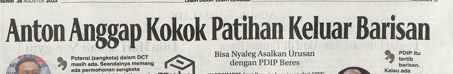 Anton Anggap Kokok Patihan Keluar Barisan, Bisa Nyaleg Asalkan Urusan dengan PDIP Beres