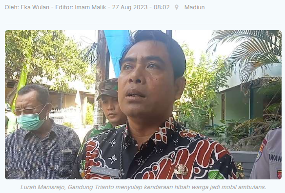 Lurah Manisrejo Sulap Kendaraan Hibah Jadi Mobil Ambulans