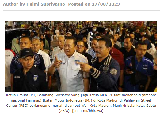 Ketua MPR RI Bambang Soesatyo Terkesan Kemajuan Kota Madiun