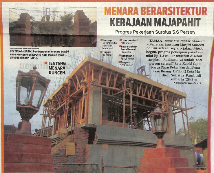 Menara Berarsitektur Kerajaan Majapahit, Progres Pekerjaan Surplus 5,6 Persen