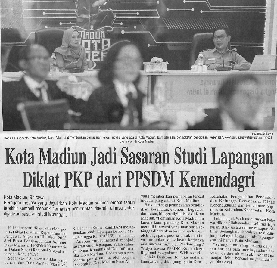Kota Madiun Jadi Sasaran Studi Lapangan Diklat PKP dari PPSDM Kemendagri