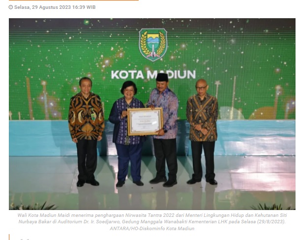 Kota Madiun raih penghargaan Nirwasita Tantra 2022 dari Kementerian LHK