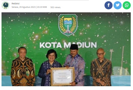 Kota Madiun Raih Penghargaan Nirwasita Tantra Tiga Kali Berturut Turut