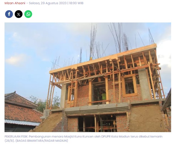 Menara Berarsitektur Majapahit Segera Berdiri di Masjid Kuncen