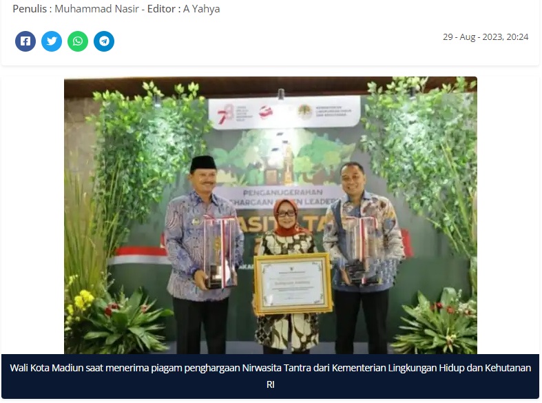 Kota Madiun Raih Penghargaan Nirwasita Tantra Berturut Turut