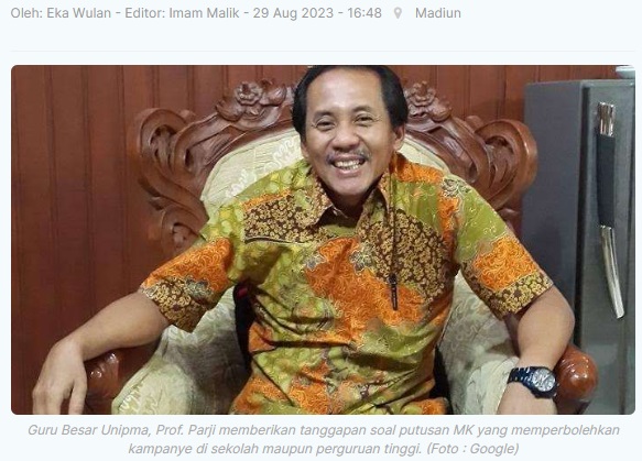Guru Besar Unipma Angkat Bicara Soal Kampanye di Lembaga Pendidikan