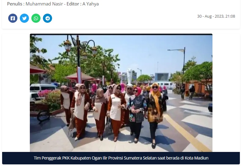 TP PKK Kabupaten Ogan Ilir Keliling Kota Madiun hingga Belajar di Kampung KB Kelurahan Klegen