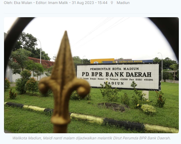 Nanti Malam, Walikota Madiun Dijadwalkan Lantik Dirut Perumda BPR