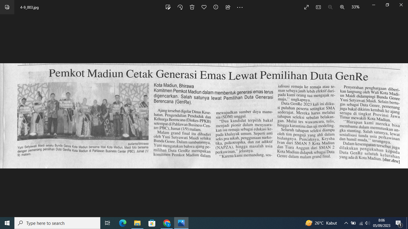 Pemkot Madiun Cetak Generasi Emas Lewat Pemilihan Duta Genre