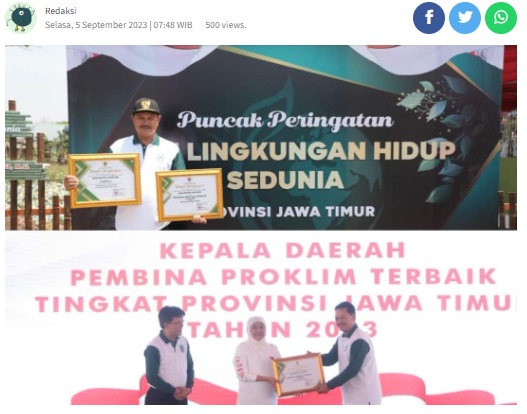 Puncak Peringatan Hari LH se-Dunia, Walikota Madiun Terima Dua Penghargaan