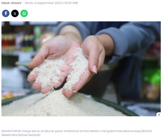 Kenaikan Harga Beras Picu Inflasi di Kota Madiun