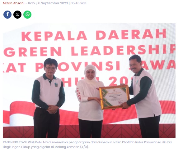 11 Sekolah dan 4 Kelurahan di Kota Madiun Diganjar Penghargaan Lingkungan Hidup, Ini Daftarnya