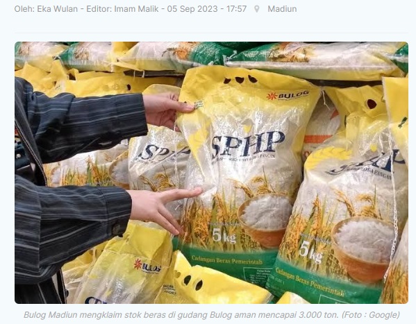 Bulog Madiun Klaim Stok Beras Aman