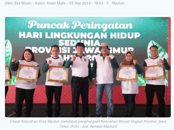 Empat Kelurahan Kota Madiun Raih Kelurahan Berseri Tingkat Jatim