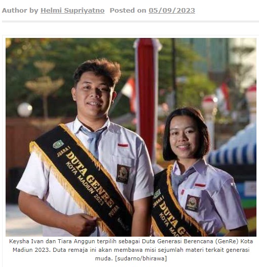 Duta GenRe Kota Madiun 2023 Terpilih, Keysha-Tiara Bawa Misi Tunda Nikah Dini