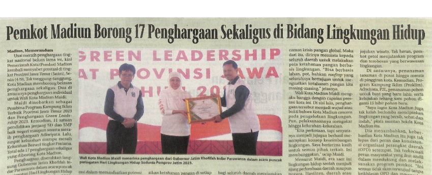Pemkot Madiun Borong 17 Penghargaan Sekaligus di Bidang Lingkungan Hidup
