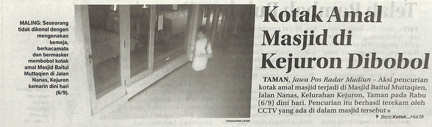 Kotak Amal Masjid di Kejuron Dibobol
