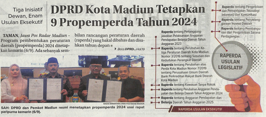 DPRD Kota Madiun Tetapkan 9 Propemperda Tahun 2024