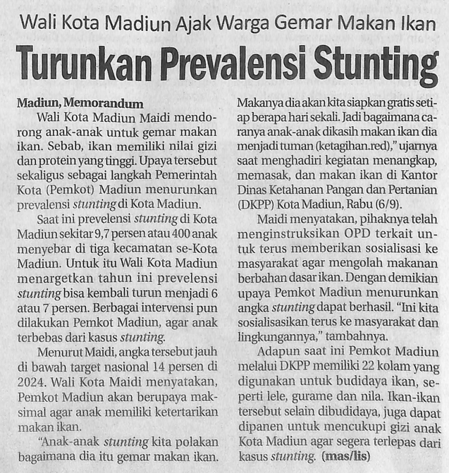 Wali Kota Madiun Ajak Warga Gemar Makan Ikan, Turunkan Prevelensi Stunting