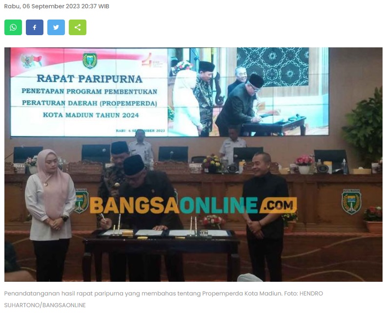Tetapkan Propemperda 2024, DPRD Kota Madiun Gelar Rapat Paripurna
