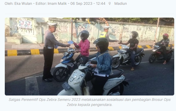 Gelar Operasi Zebra, Satlantas Polres Madiun Kota Terapkan Aplikasi ETSP