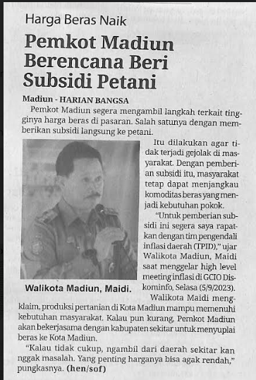 Harga Beras Naik, Pemkot Madiun Berencana Beri Subsidi Petani