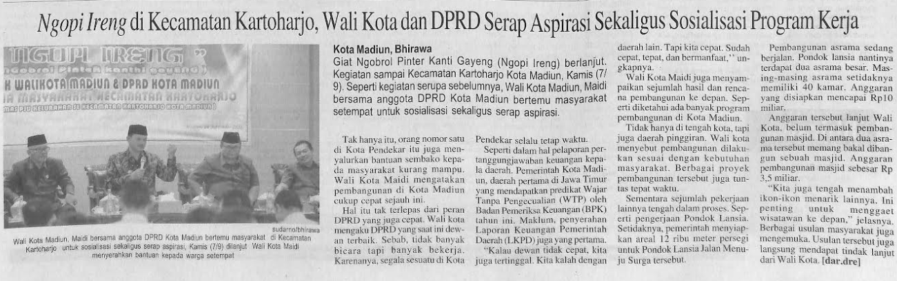 Ngopi Ireng di Kecamatan Kartoharjo, Wali Kota dan DPRD Serap Aspirasi Sekaligus Sosialisasi Program Kerja