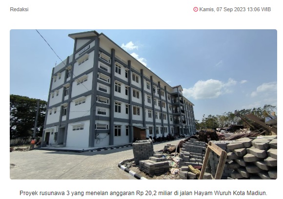 Duh, Proyek Rusunawa 3 Kota Madiun Telat